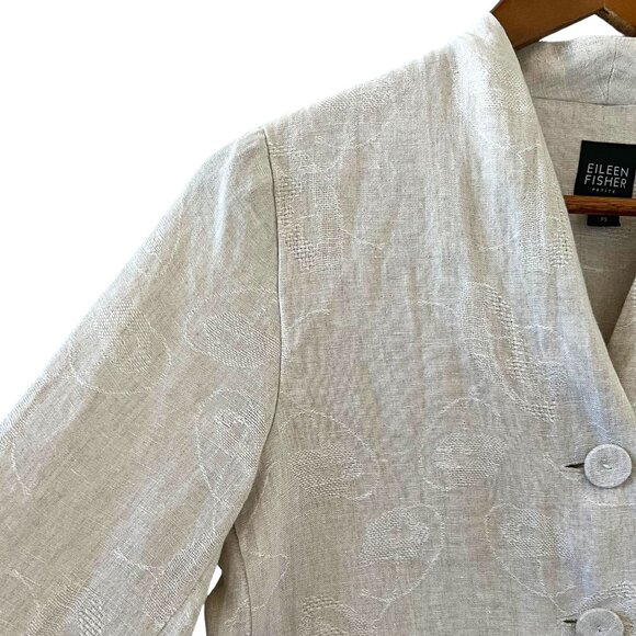 Eileen Fisher Linen Button Front Long Jacket In Tan Size SP - Picture 3 of 14